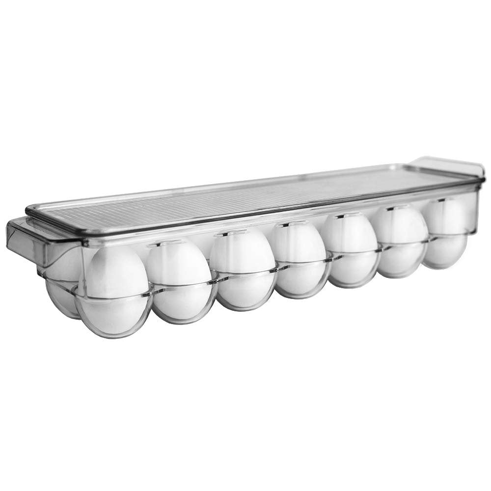 Home Basics Transparent Egg Holder with Clear Cover Durable Plastic Bin for Convenient Fridge and Pantry Organization | Ideal for Keeping Eggs Fresh and Neatly Organized