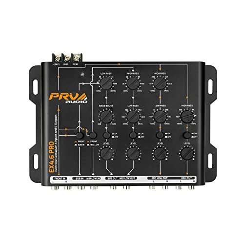 PRV Audio Crossover Car Audio EX4.6 PRO 4 Way or 3 Way Electronic Crossover 9 Volts, 4 in 6 Out RCA Channels Car Sound Processor - EX4.6PRO