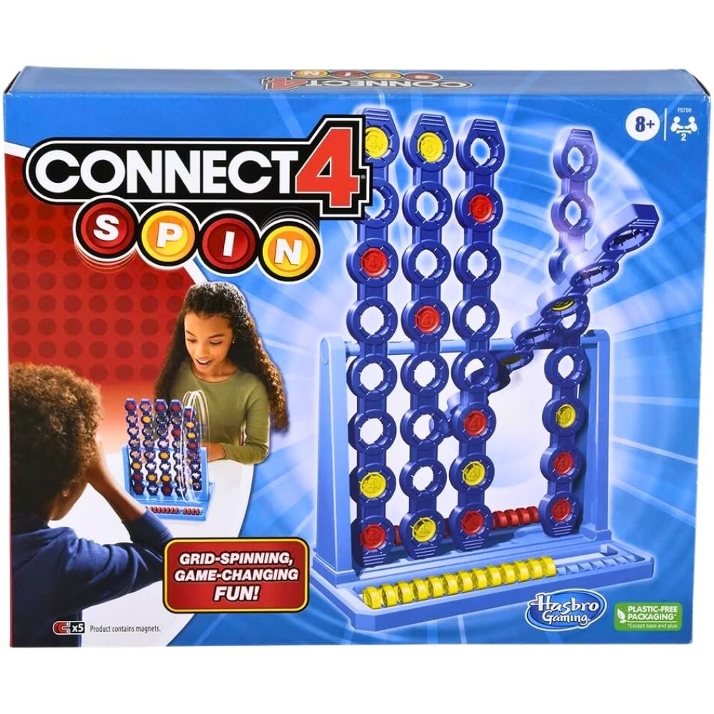Hasbro Gaming Connect 4 Spin Game, Features Spinning Connect 4 Grid, 2 Player Board Games for Family and Kids, Strategy Board Games, Ages 8 and Up