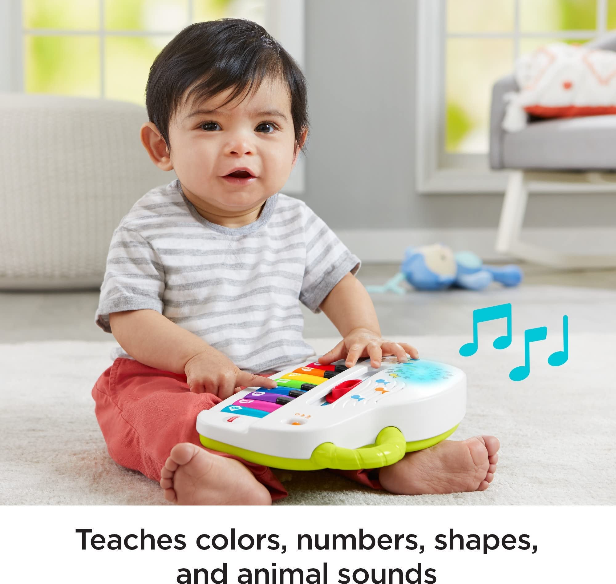 Fisher-Price Baby Toy Laugh & Learn Silly Sounds Light-Up Piano Musical Instrument with Learning Songs for Infants Ages 6+ Months