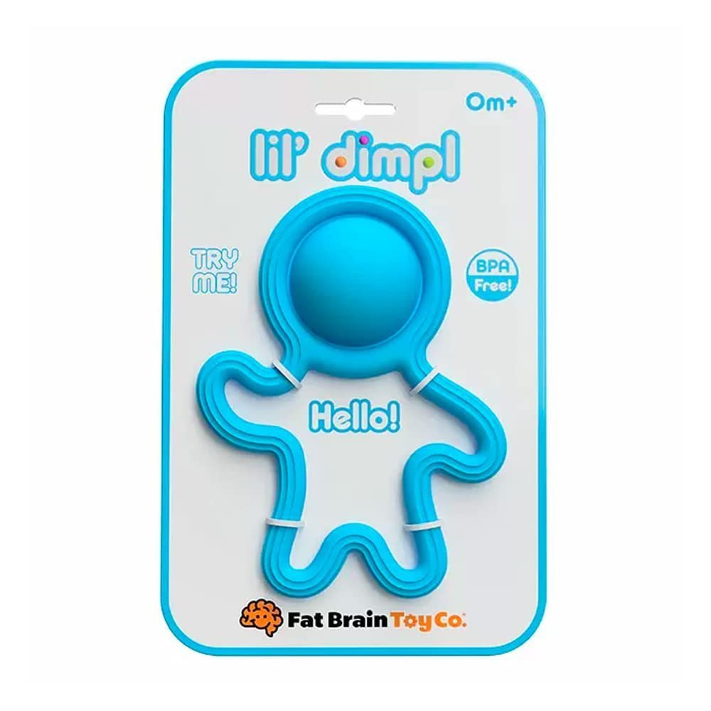 Fat Brain Toys Lil Dimpl Blue - Popping Sensory Toy & Teether, Ages 0+