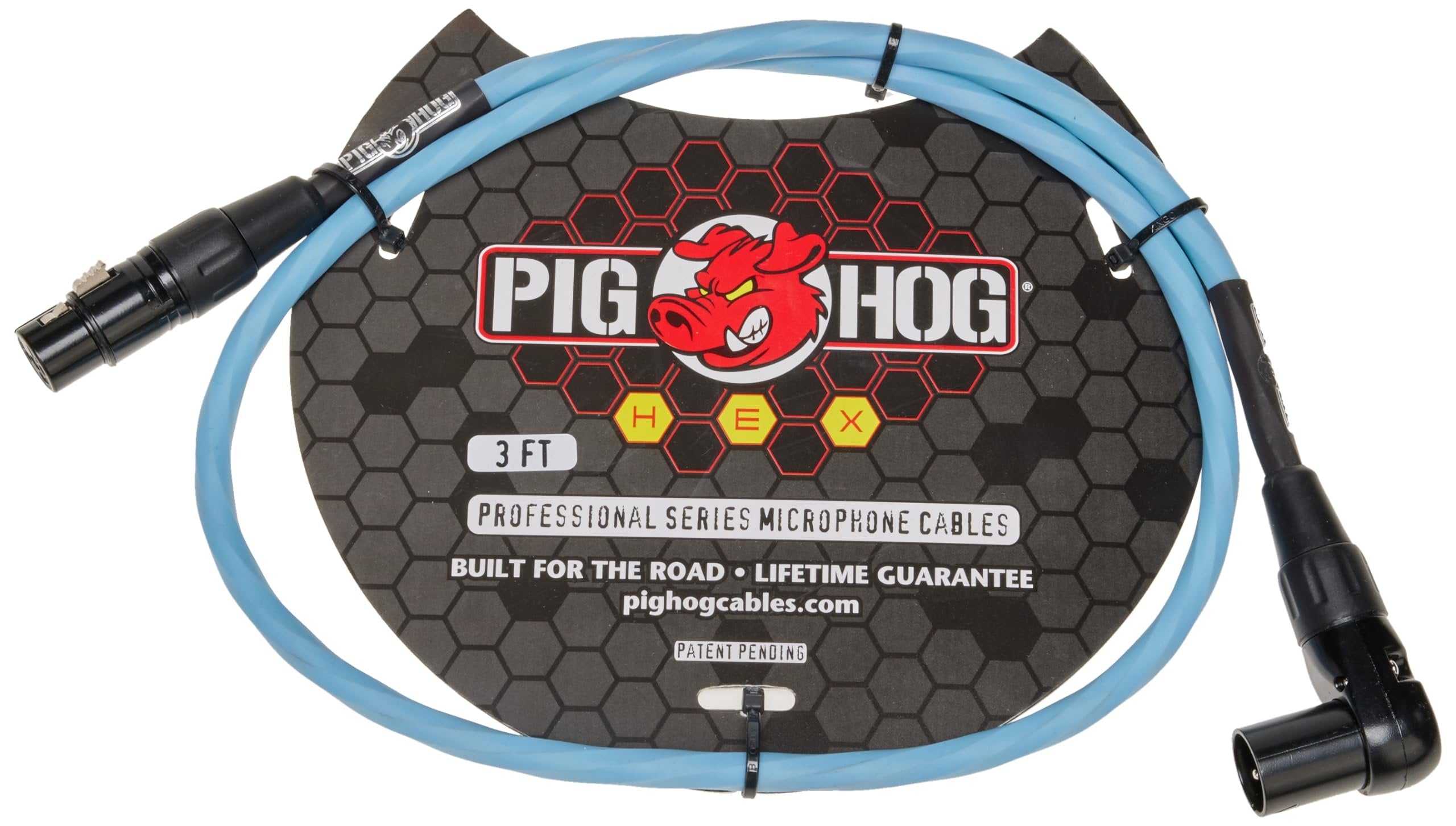 Pig Hog PHMH3DBR Hex Series, 3ft Right Angle Mic Cable, Daphne Blue