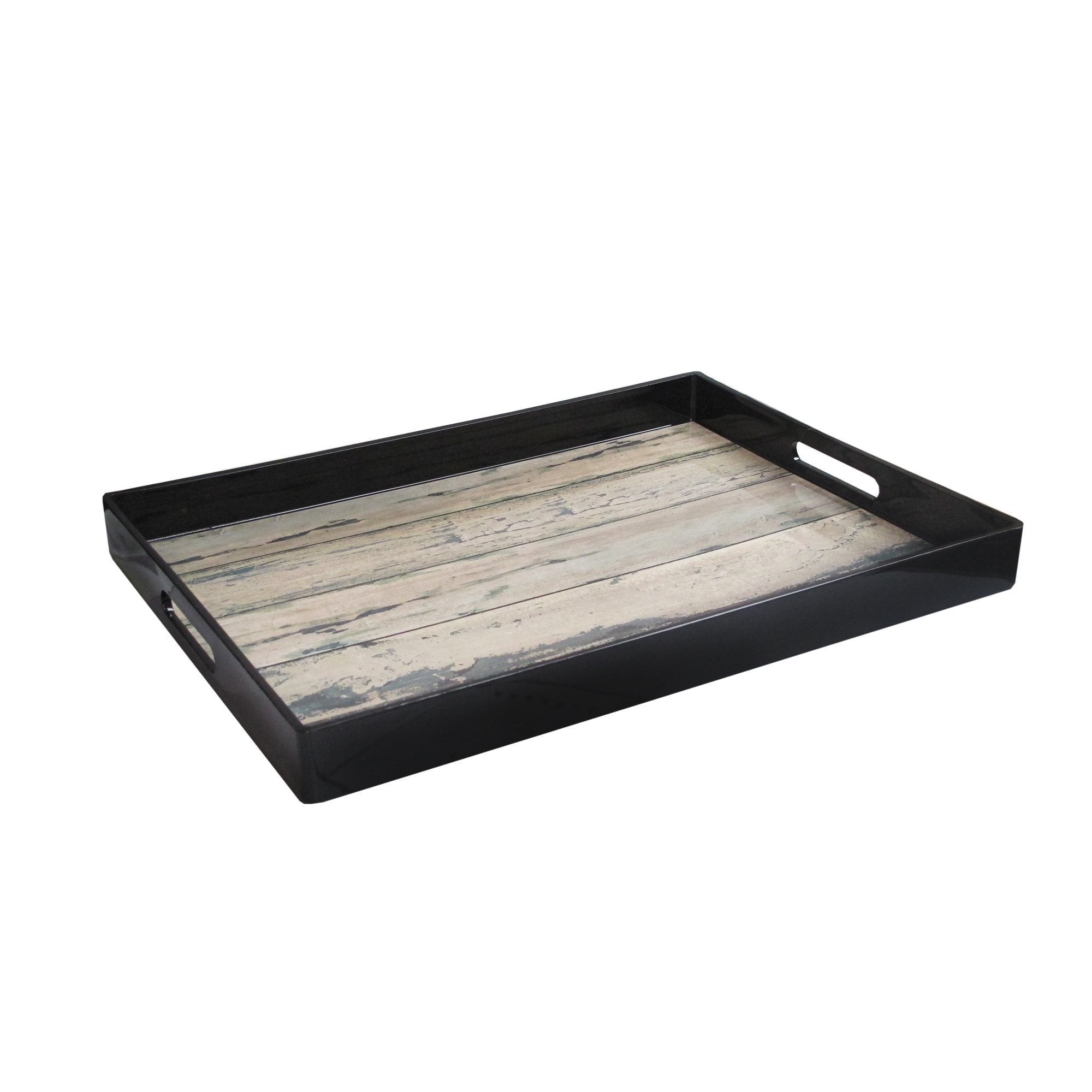 American Atelier Wood Style Rectangle Serving Tray, 14" x 19" x 2", Black
