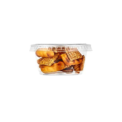 Premium Plastic Portion Cups with Lid (2 Oz.) 50 Pieces - Stackable, Leak-Proof & Crystal Clear, Perfect for Meal Prep, Snacks & Dips
