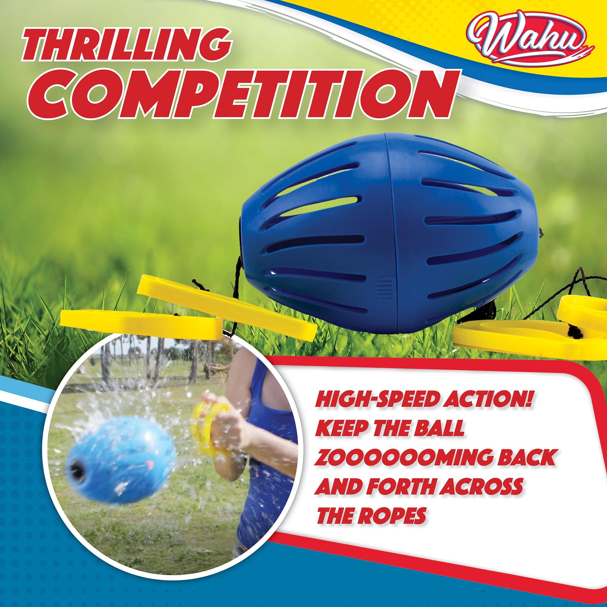 Wahu Zoom Ball Hydro Outdoor Toy with 7" Ball, 2 Handles, and 15 Water Balloons, Ages 8+, Multicolor