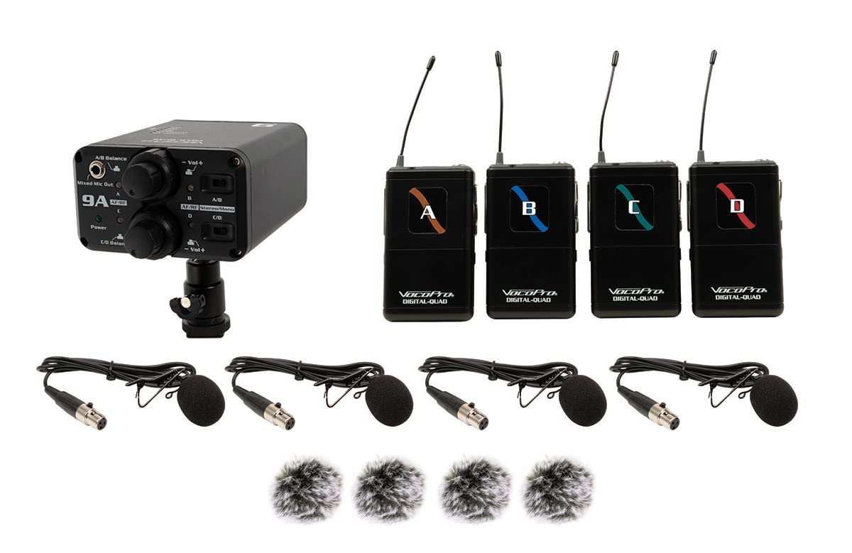 VocoPro - Portable Four Lavalier Field/Camera-Mountable Wireless Microphone System. (VCOFIELD-Quad-B3)