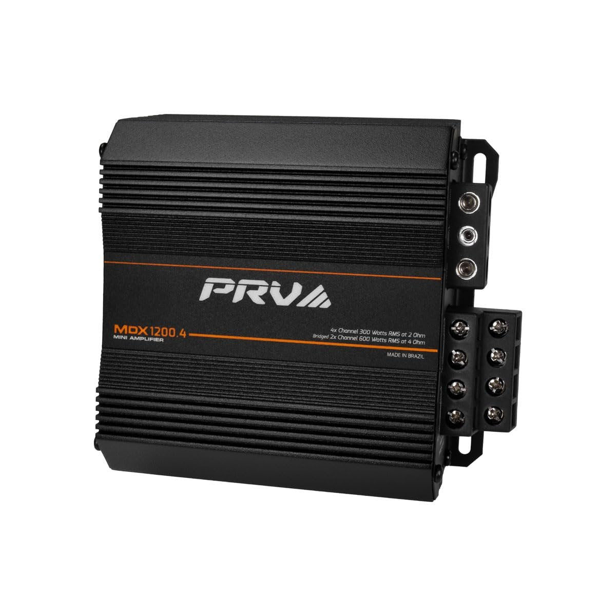 PRV Audio MDX1200.4 2 Ohm Mini 4 Channel Car Audio Amplifier 4 x 300 Watts RMS at 2 Ohm - 1200 Watt 12 Volts Bridgeable Amp for Powersports, Motorcycles, ATV, for High Power Stereo Speaker Systems