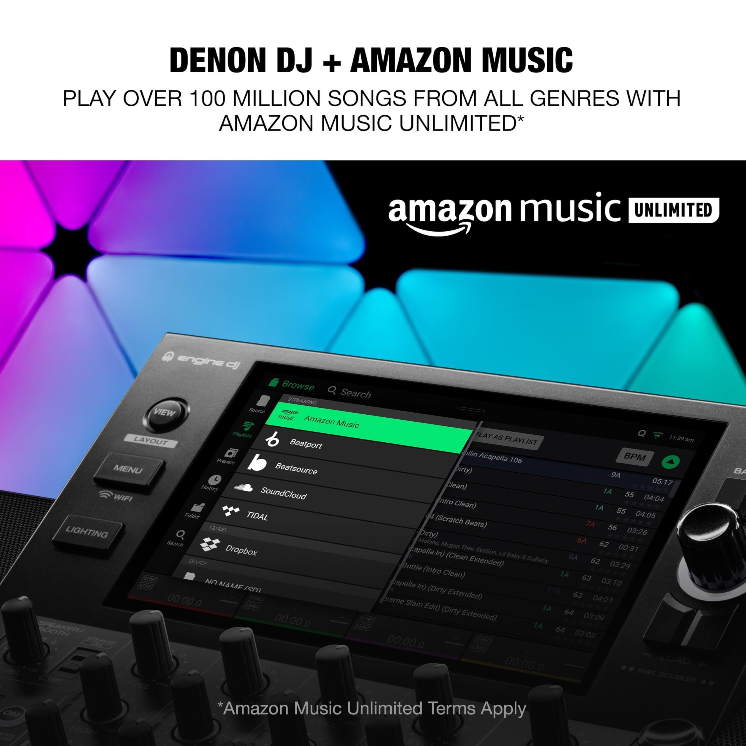 Denon DJ SC LIVE 4 Standalone DJ Controller with Stem Separation on 4-Decks, Wi-Fi Streaming, Build-in Speakers, Serato DJ and Virtual DJ Compatible