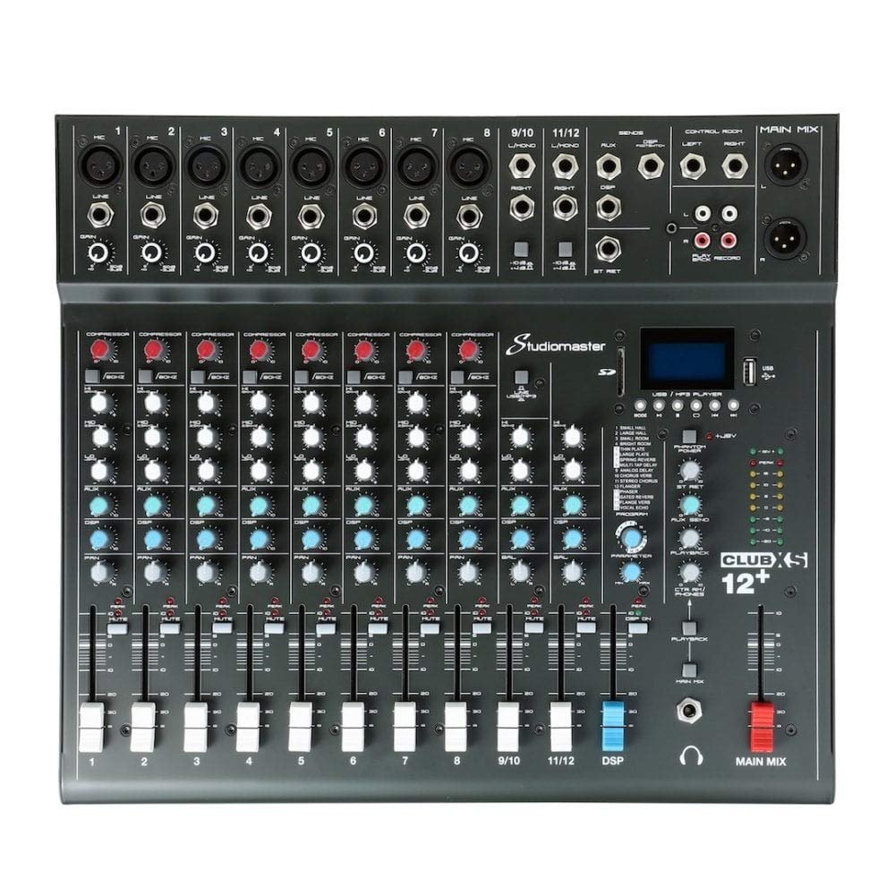 Studiomaster CLUB XS 12 12-Channel Portable Compact Mixing Console with USB, Bluetooth, DSP Effect