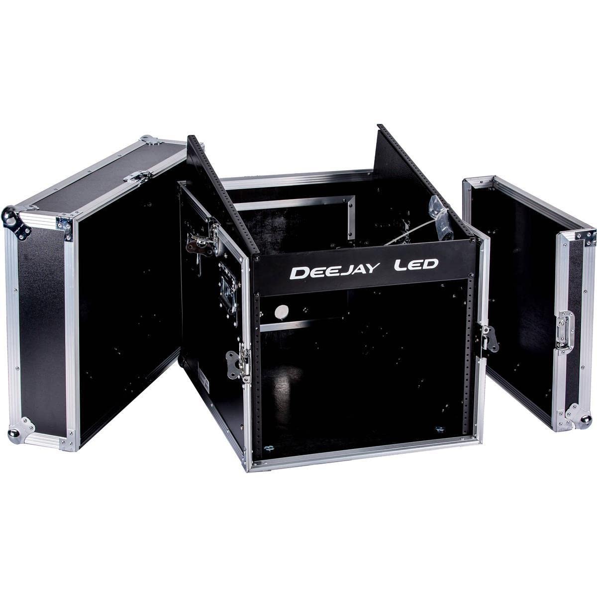 DEEJAY LED Fly Drive Case 14u Space Slant Mixer Rack / 8 u Space Vertical Rack System with Full AC Door - TBH14M8U