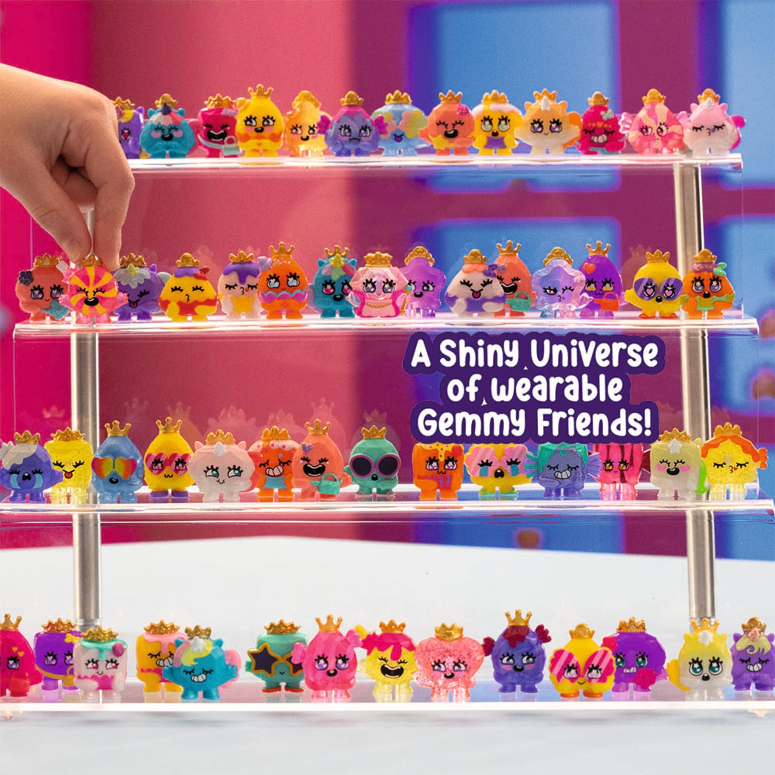 Pinky Promise Gemmy Friends Pretend Play Pack with 12 Surprise Characters — Create Your Own Princess Jewelry Toy — 80 Different Gems to Collect and Wear — Gift for Kids and Girls Ages 4, 5, 6, or 7