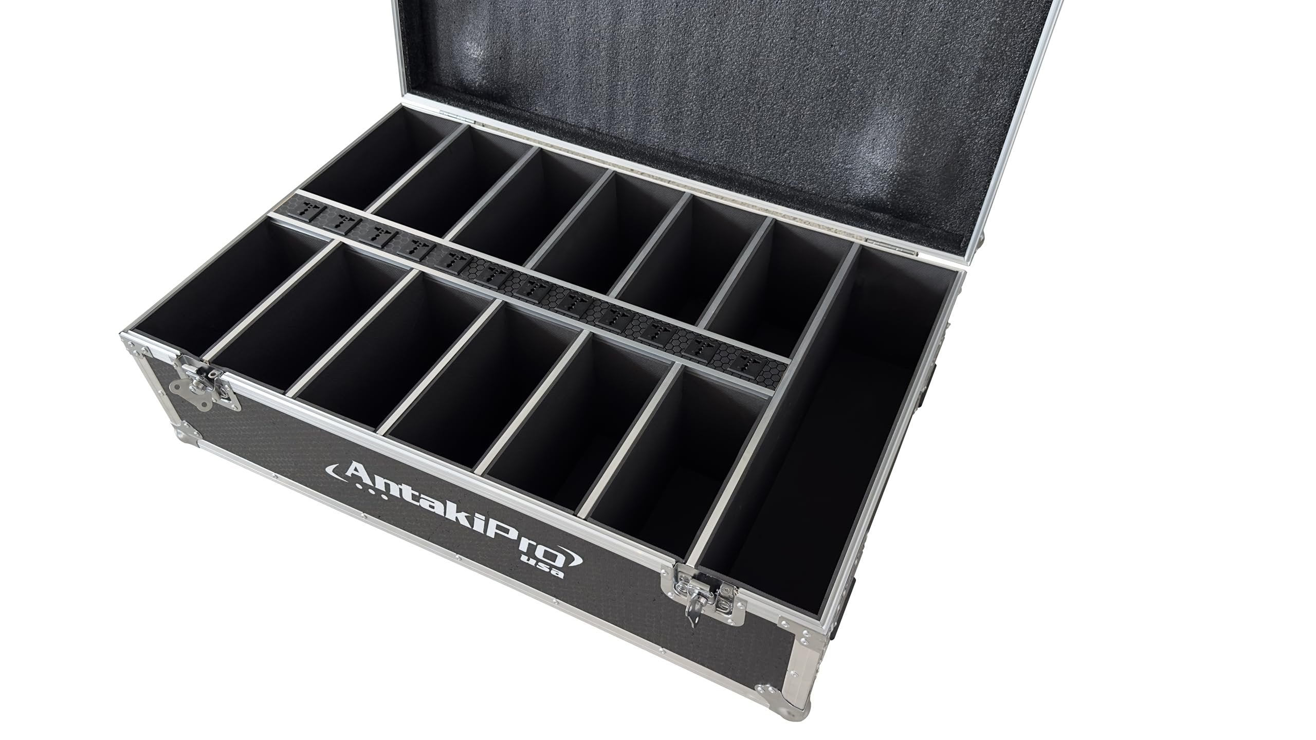 ANTAKIPRO AP-9X6CASE PRO Rolling Road Flight Case 12-Bay Charging Case, 6x6 Storage Compartments, Holds 12 Units AP-9X6PAR Rolling Equipment with Wheels Black