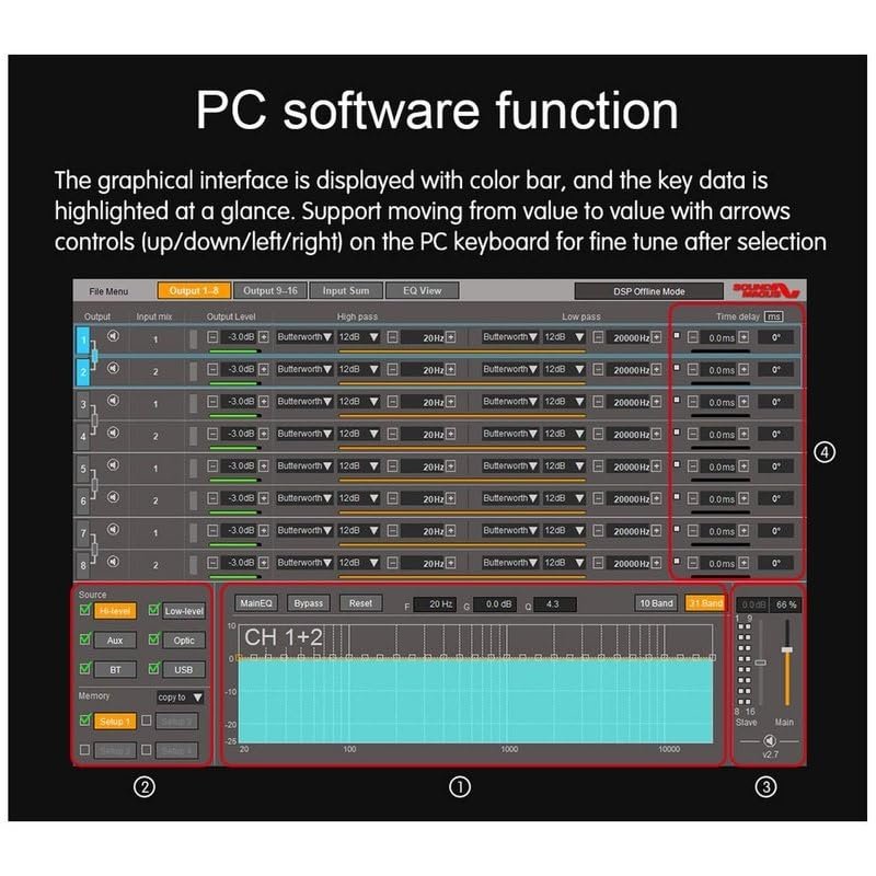 SOUND MAGUS AP12V3 DSP AP12 Pro 12-Channel Bluetooth USB Car Audio Signal Processor Controls 12 Amplifier Channels to RCA