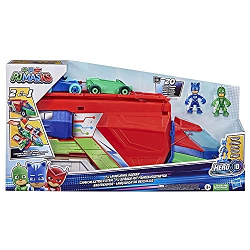PJ Masks Toys PJ Launching Seeker Car Playset with Sounds, 2-in-1 Vehicle and Car Launcher, Preschool Toys for 3 Year Old Boys and Girls and Up