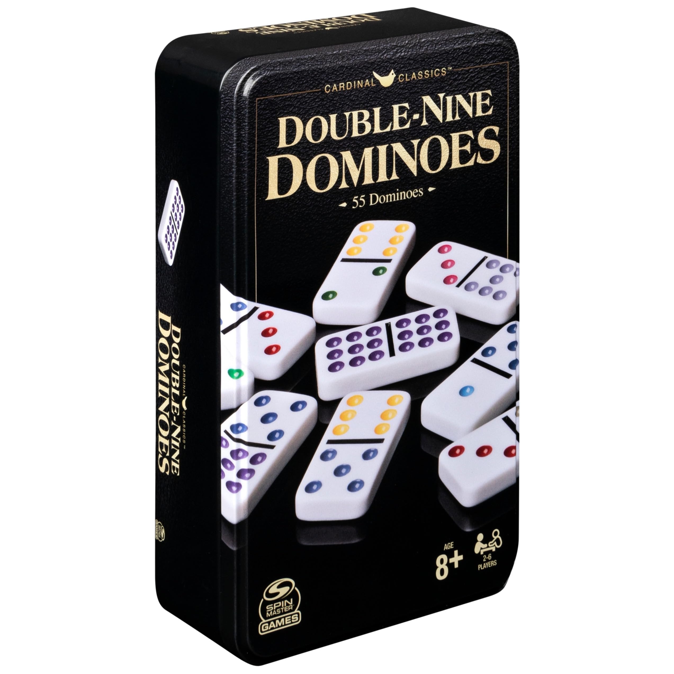 Spin Master Games, Cardinal Classics Double Nine Dominoes Set in Storage Tin, for Kids & Adults, Classic Game, 2-6 Players, for Ages 8 & Up