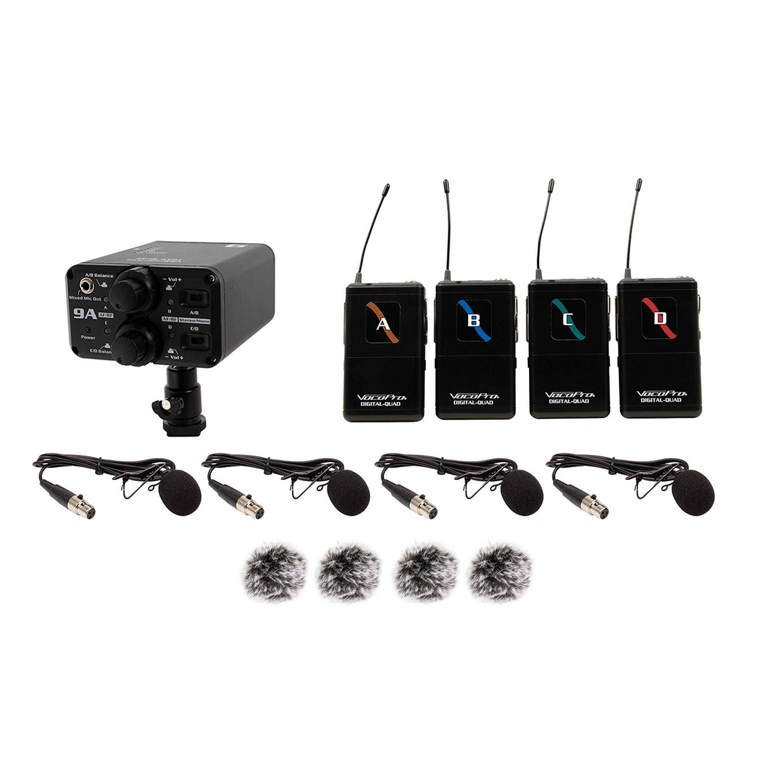 VocoPro - Portable Four Lavalier Field/Camera-Mountable Wireless Microphone System. (VCOFIELD-Quad-B1)