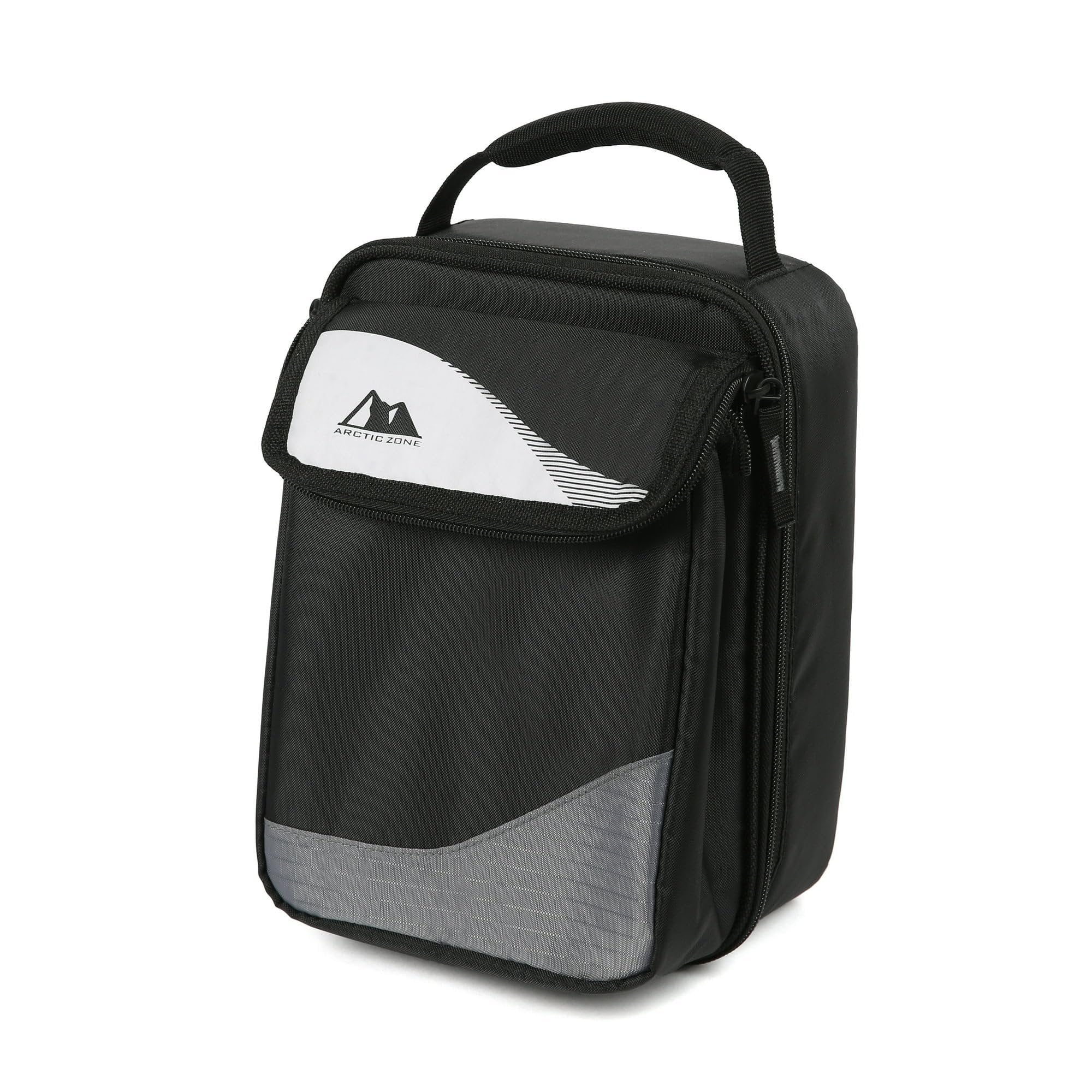 Arctic Zone Expandable HardBody Lunch Box, Black/White | Insulated Upright Cooler with Hard Liner, Adjustable Divider, Easy Clean, Leak-Resistant