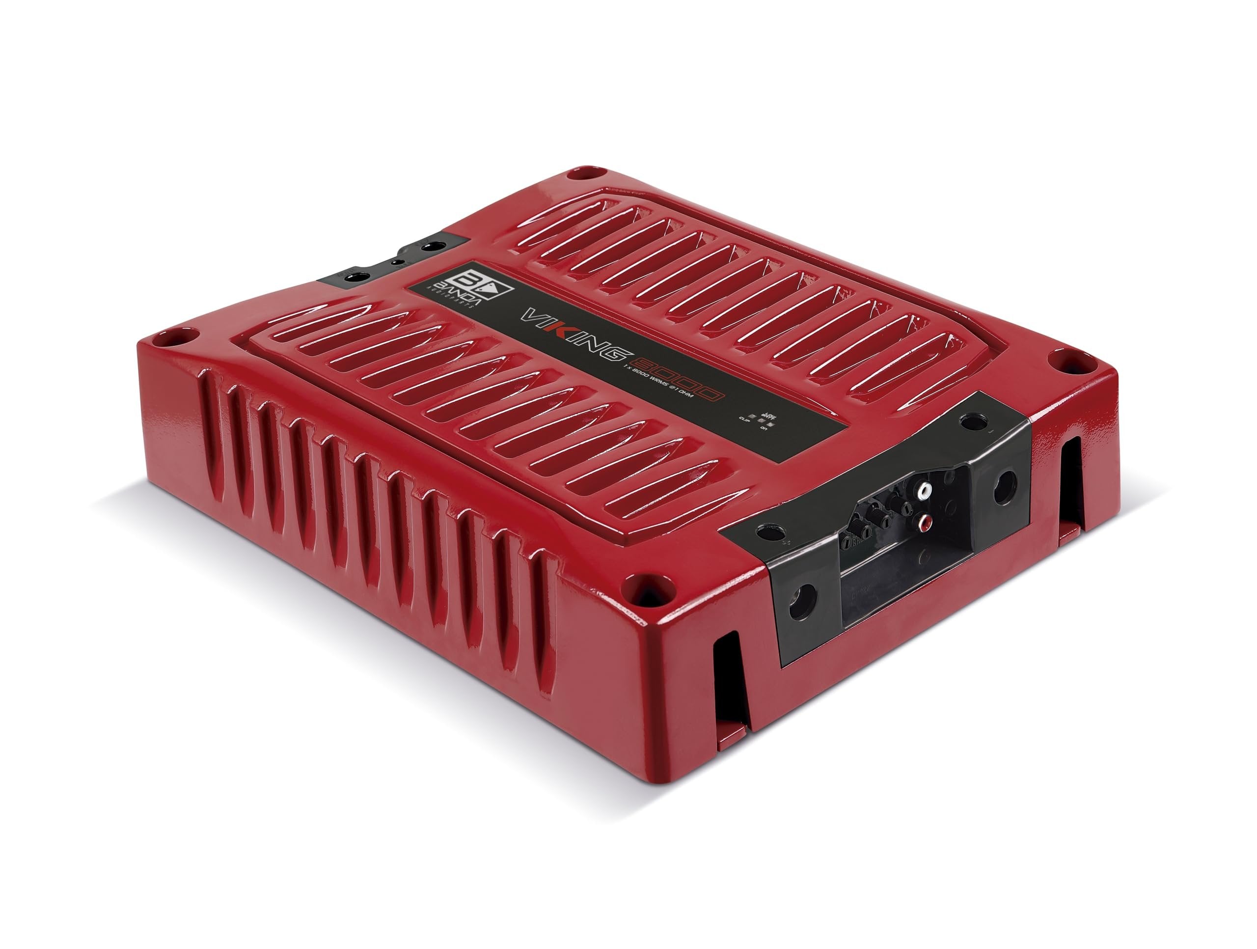 Banda VIK8000.1RED New Viking 8000 Watts Rms Amplifier Audio Car Speaker 1-Ohm Full Range Crafted with Aluminum Chassis, LED Indicators - Red