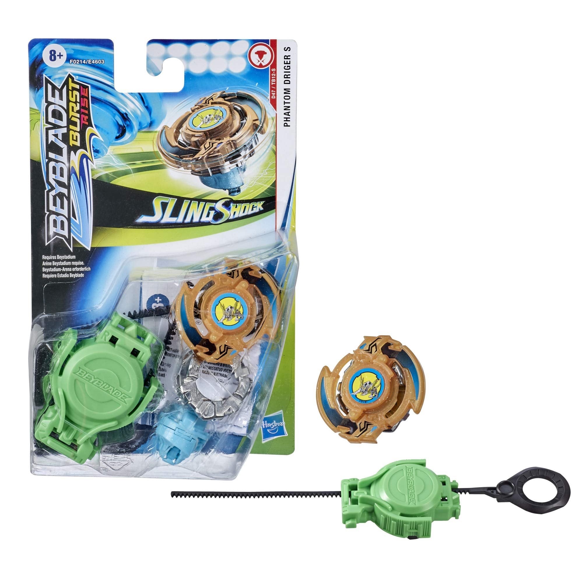 Beyblade Burst Rise Slingshock Phantom Driger S Starter Pack - Right-Spin Battling Top Toy and Right/Left-Spin Launcher, Ages 8 and Up