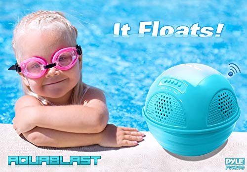 Pyle Portable Waterproof Floating Pool Speaker - Outdoor Wireless Bluetooth Compatible Rechargeable Battery Powered Shower loud Speaker System - USB Charger - iPod Android iPhone - PWR90DBK (Black)