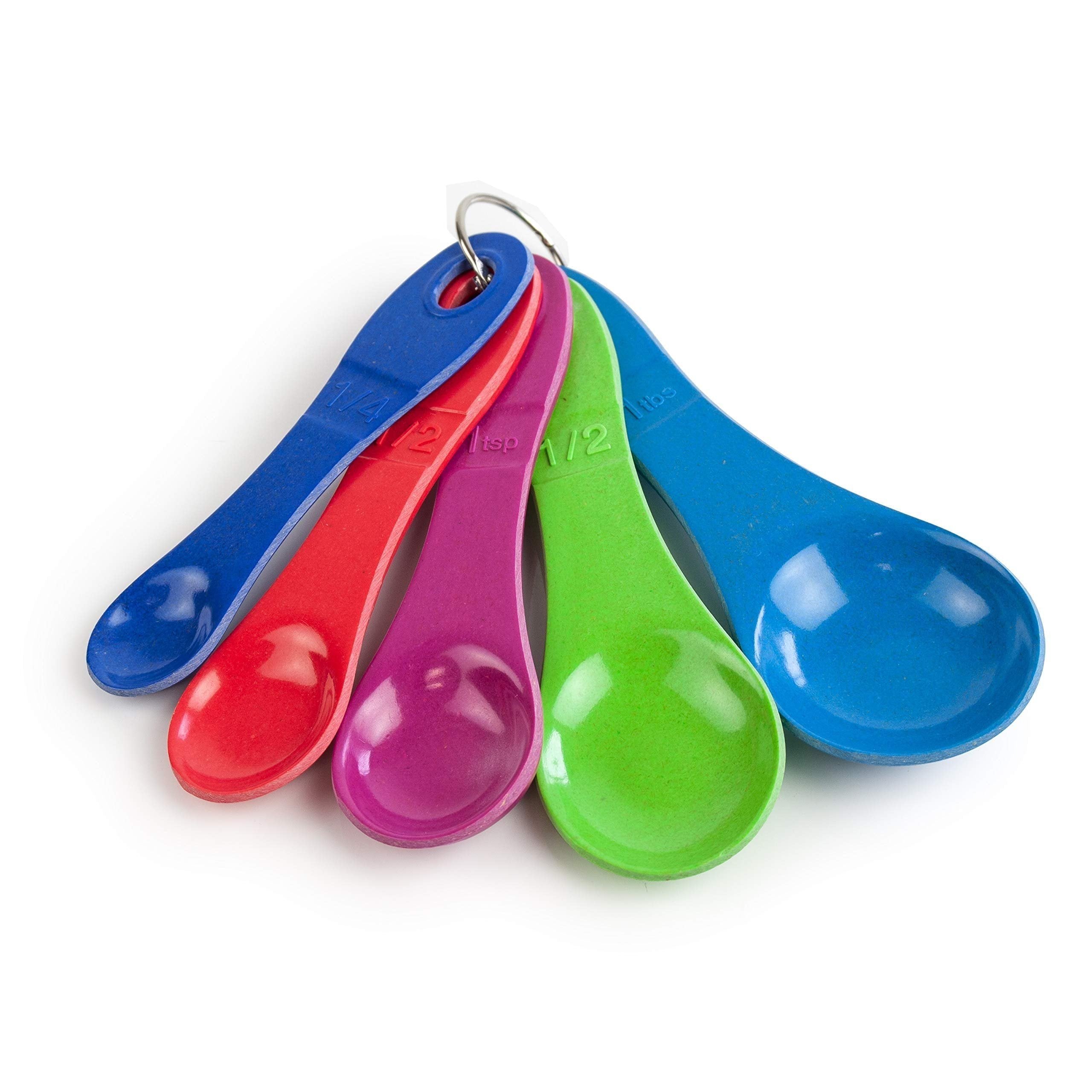 Architec EcoSmart Purelast Measuring Spoons, 5 Piece Set, 1/4, 1 t, 1/2 T, 1T, Jewel Tones