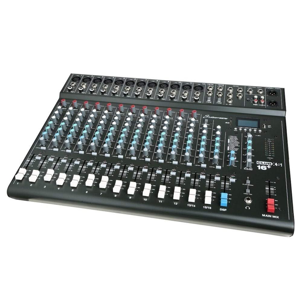 STUDIOMASTER CLUBXS16 CLUB XS16 Plus 12-Channel 12-Input Mixer Portable Compact Mixing Console with USB, Bluetooth, In Built DSP Effect