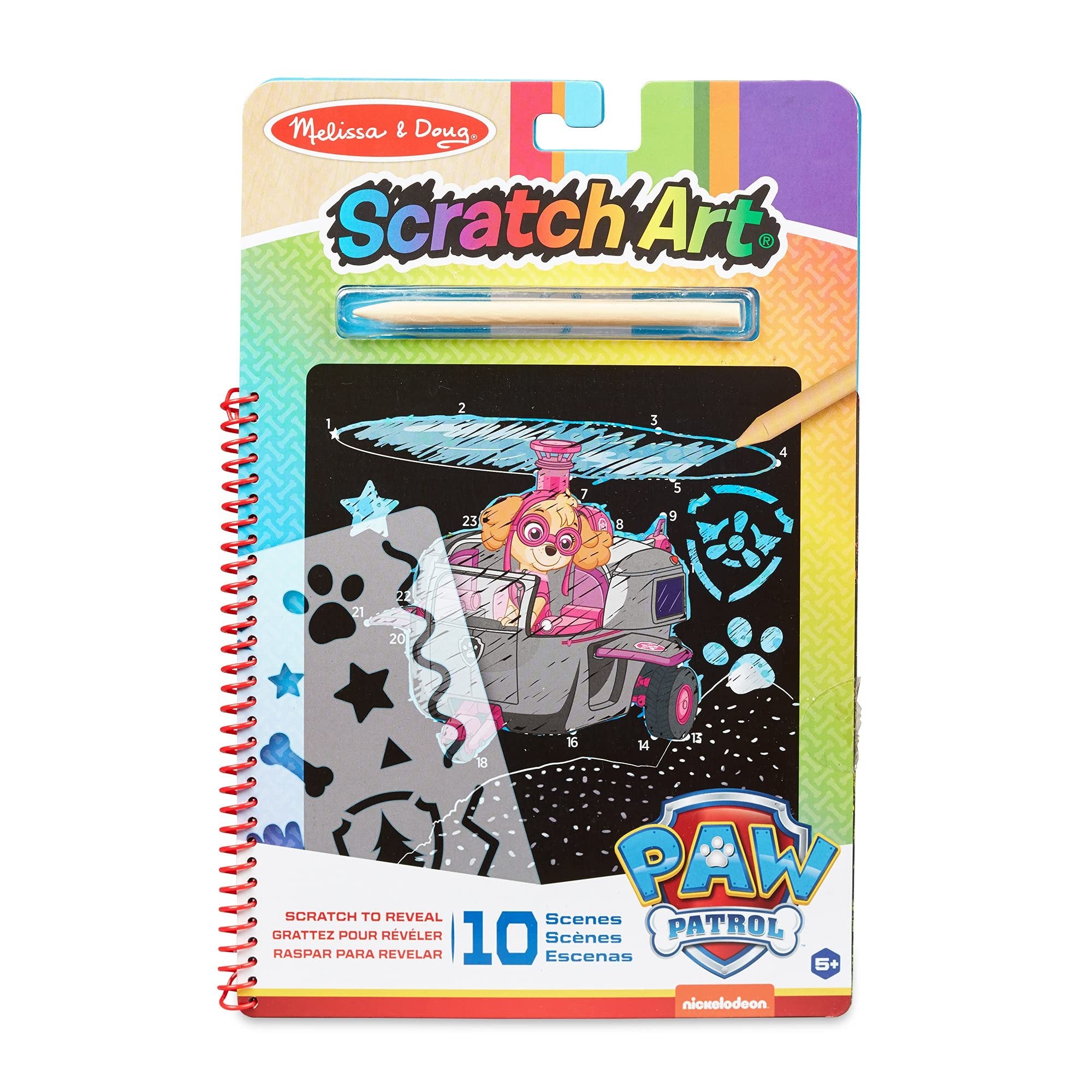 Melissa & Doug PAW Patrol Scratch Art Pad - Skye Colour Reveal Travel Activity Pad