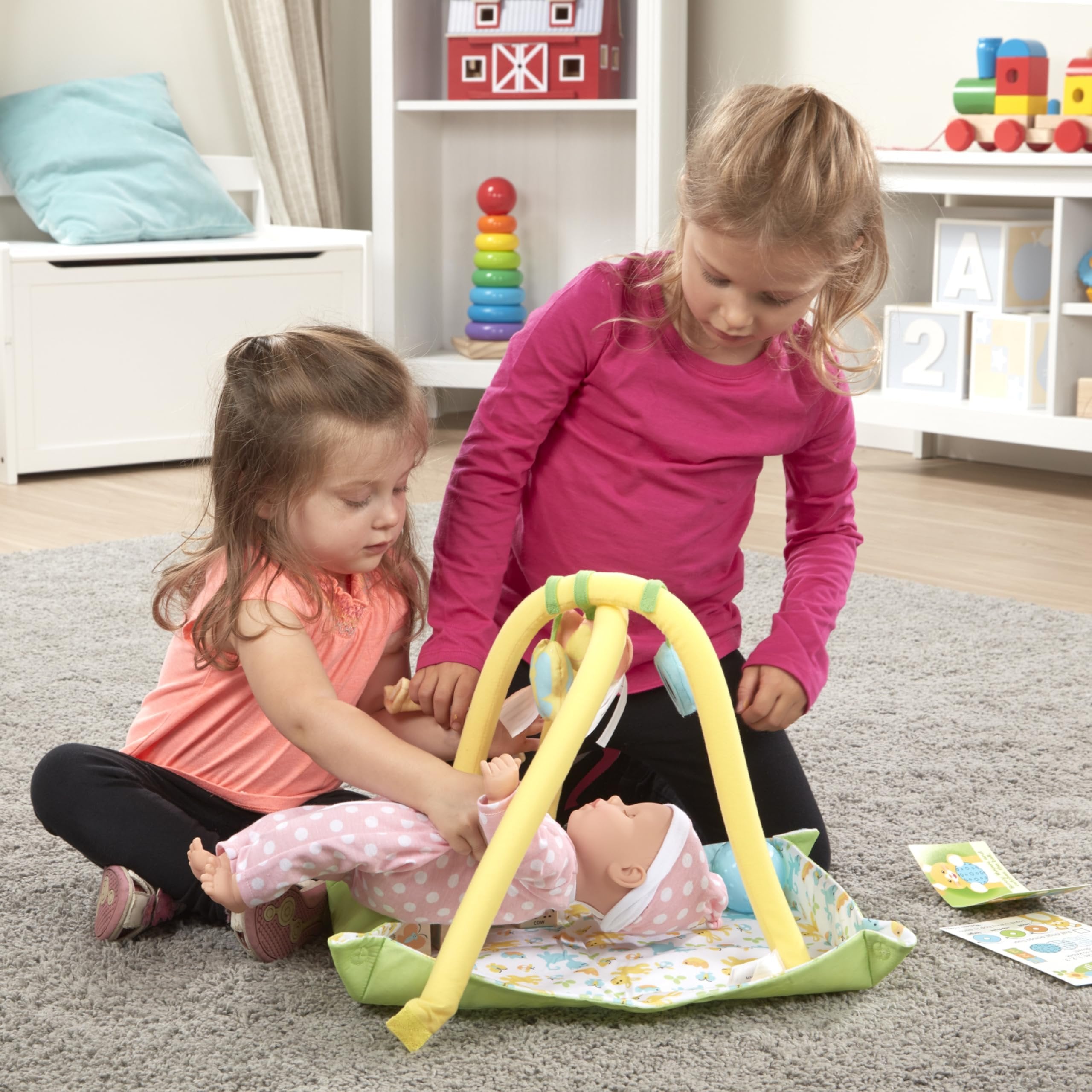 Melissa & Doug Mine to Love Toy Time Play Set for Dolls with Activity Gym, Stacker, Blocks, More (16 pcs)
