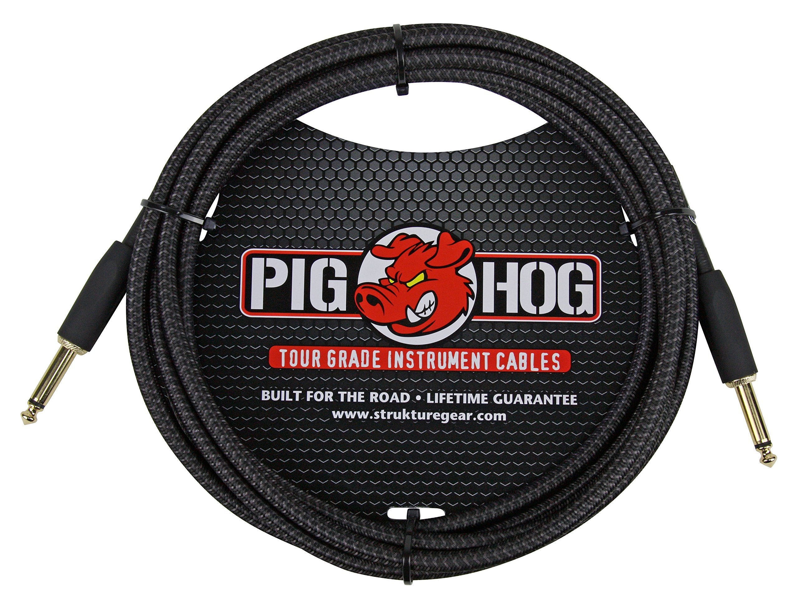 Pig Hog Vintage Serie Instrumentenkabel, Black Woven, 3m/10ft, 6.35 (1/4”) auf 6.35 (1/4”), Hochwertige Qualität, Gewebt