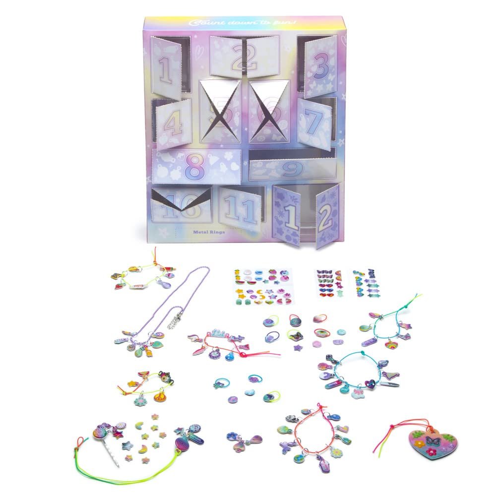 Craft-tastic – 12 Days of DIY Charm Jewelry – Count Down to Fun with 12 Days of Puffy Charm DIY Surprises Bracelets, Rings, Hair Charms, Earrings, and More – Creative Arts & Crafts Gift - Ages 6+