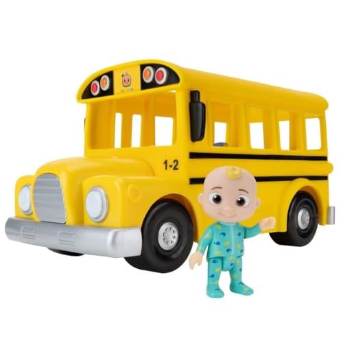 CoComelon Official Musical Yellow School Bus, Plays Clips from ‘Wheels on The Bus,’ Featuring Removable JJ Figure – Character Toys for Babies, Toddlers, and Kids