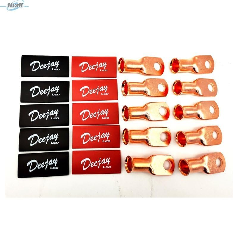 DEEJAY LED TBH2GA10PINKBLK 10 Pack Crimp Connector Style for 2 Gauge Wire Pink / Black Tube Insulators