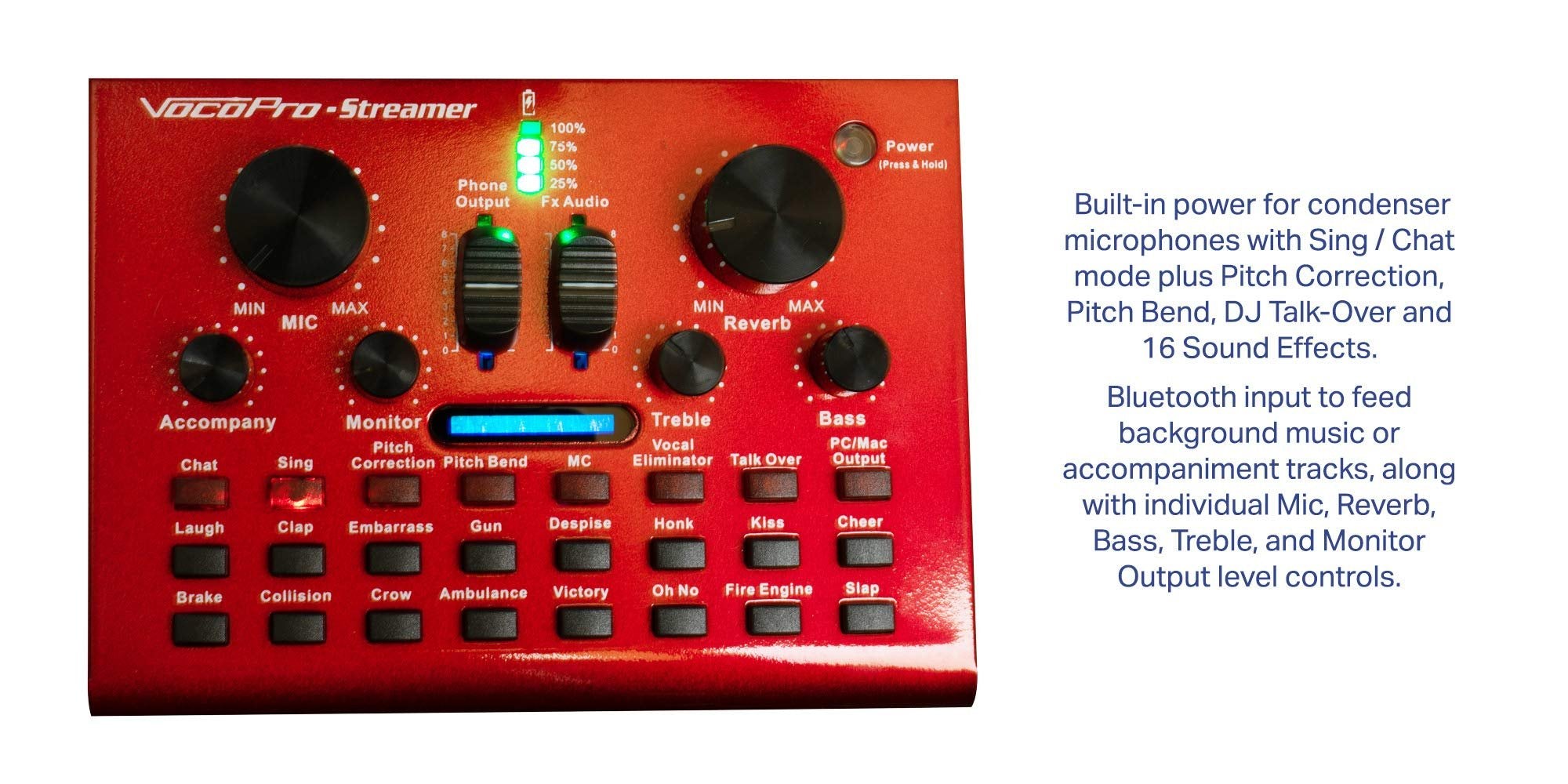 VocoPro Streamer-Studio - USB audio interface, studio condenser microphone, and tabletop boom stand package for content creators