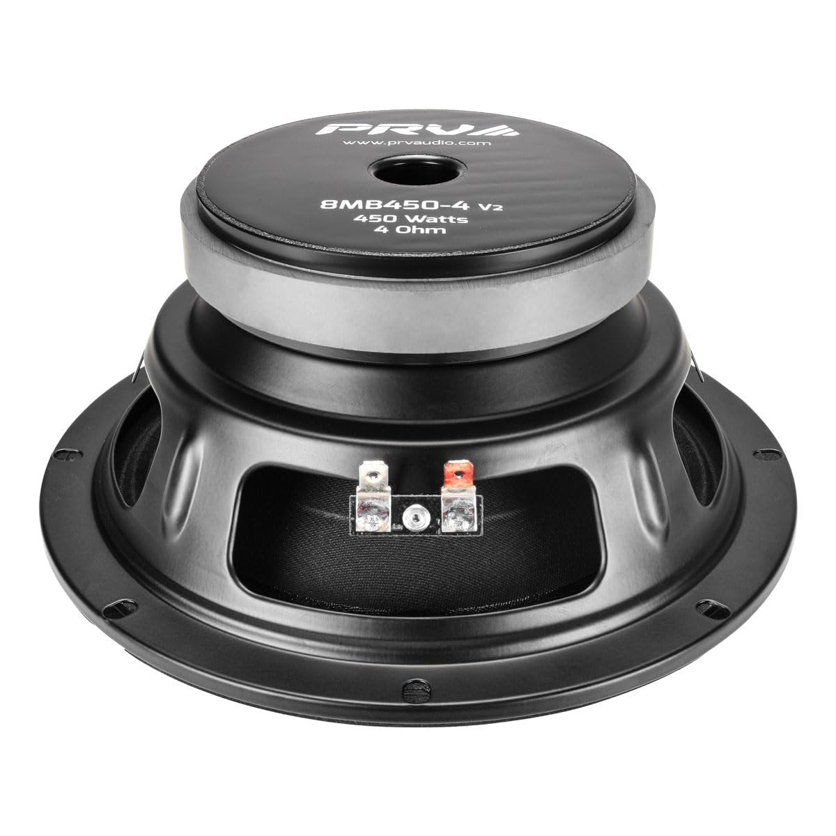 PRV AUDIO 8MB450-4 v2 8" Mid Bass Speaker 4 Ohm Pro Audio Speaker 93.5dB 450 Watts 2" Voice Coil (Single)
