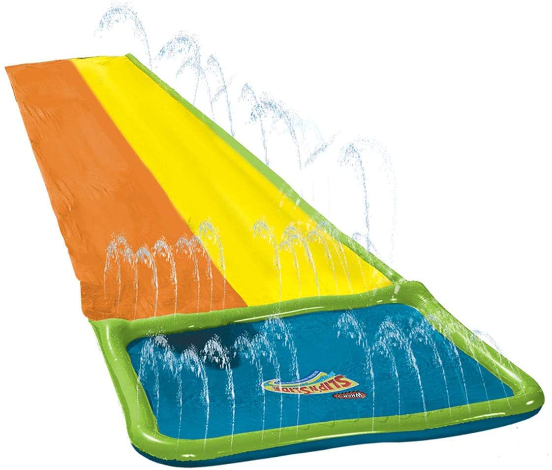 Wham-O Slip N Slide 18ft Lawn Water Slides for Kids, Heavy Duty Slip Slides with Bodyboards for Backyard Park Water Parties Summer Outdoor Activities