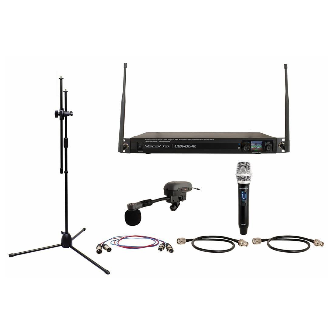 Digital UHF PLL Wireless System with Instrument Transmitter and Handheld Vocal Microphone