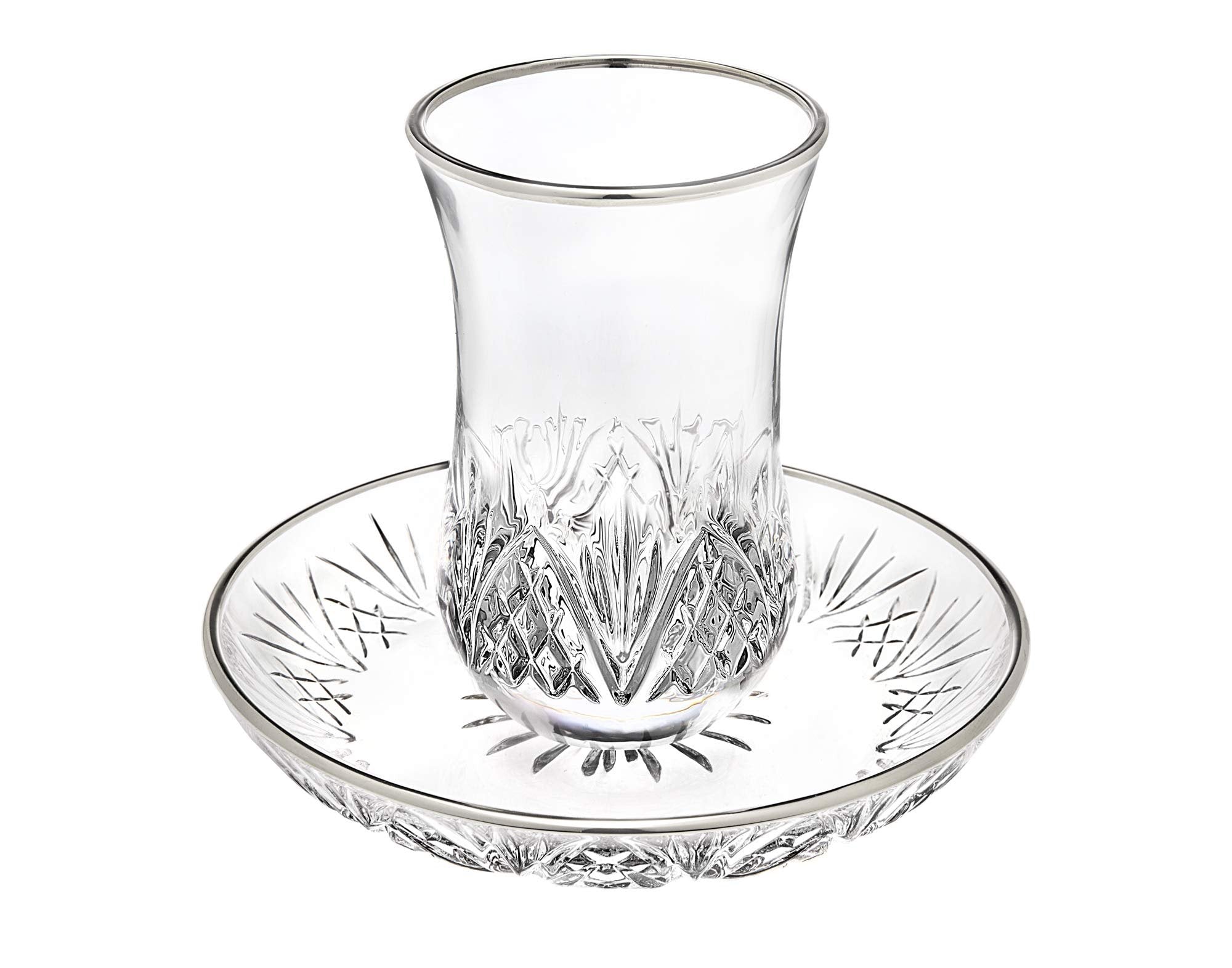 Godinger Kiddush Cup and Saucer with Platinum Edge - Dublin Crystal Collection