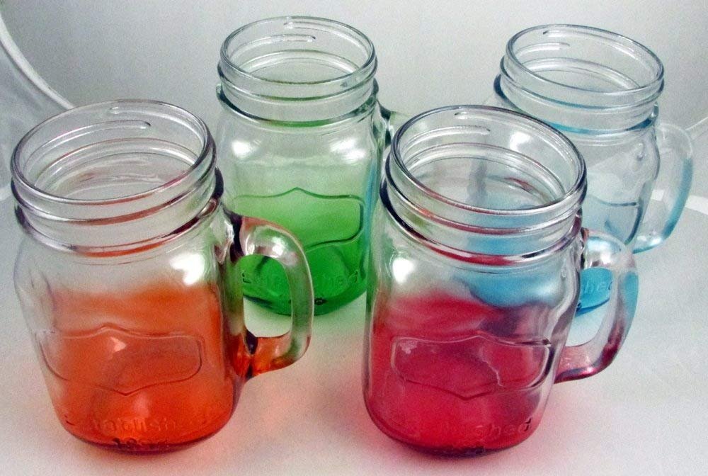 Yorkshire Mason Jar Mug in Assorted Colors, 4 Pieces, Each 17.5 oz (Square)