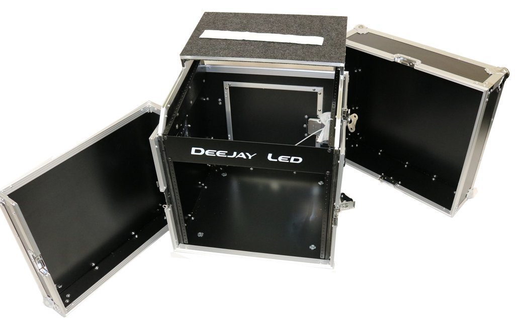DEEJAY LED Hard Case Designed To Carry A 10u Mixer, 8u Vertical Rack Accessories And A 17" Laptop Computer Case Made From Vinyl Laminated 9.0mm Plywood With An Adjustable Modular Foam Lining TBHM8ULT