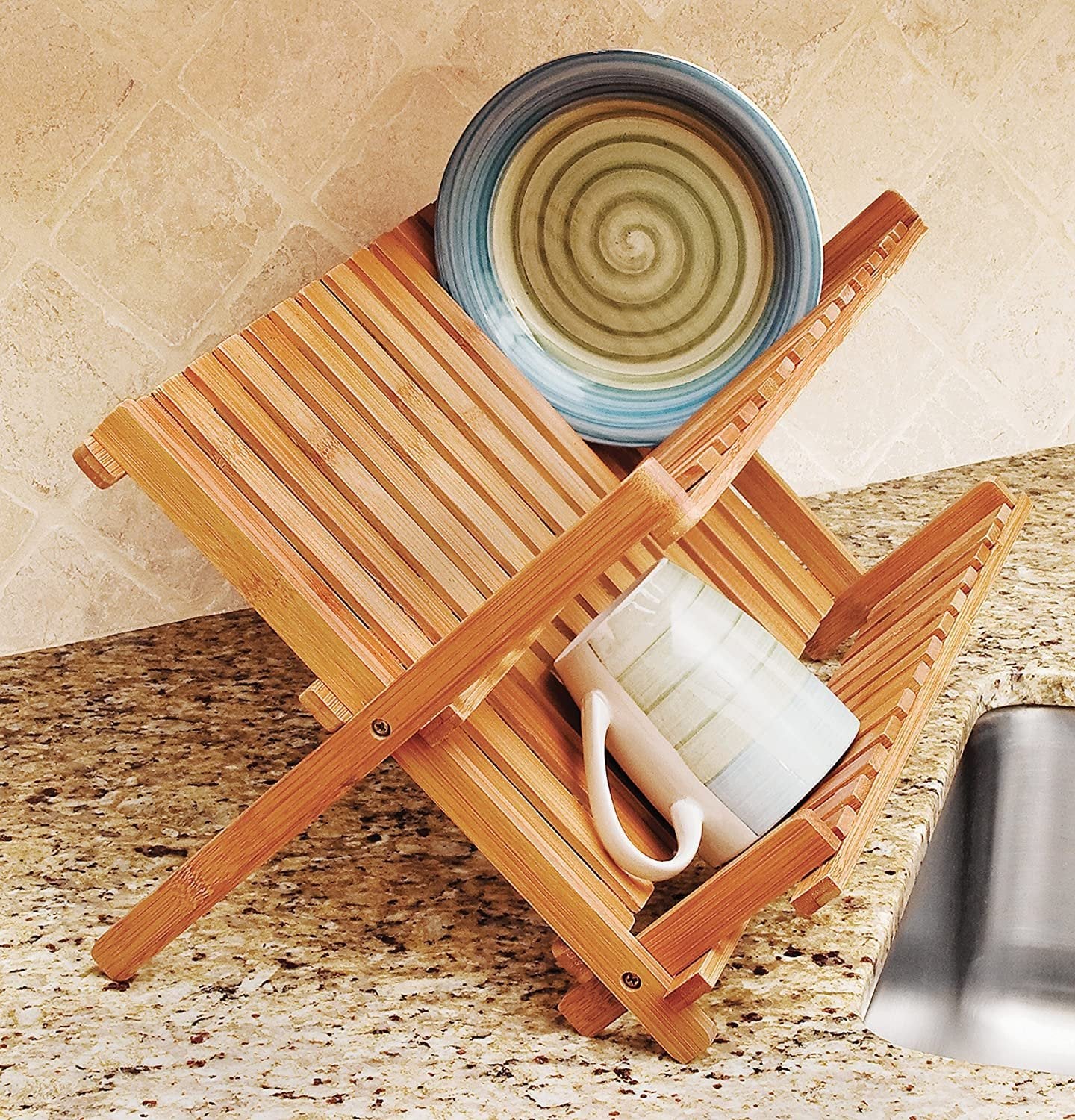 Lipper International 8813 Bamboo Wood Folding Dishrack, 17-3/4" x 13" x 9-3/4"