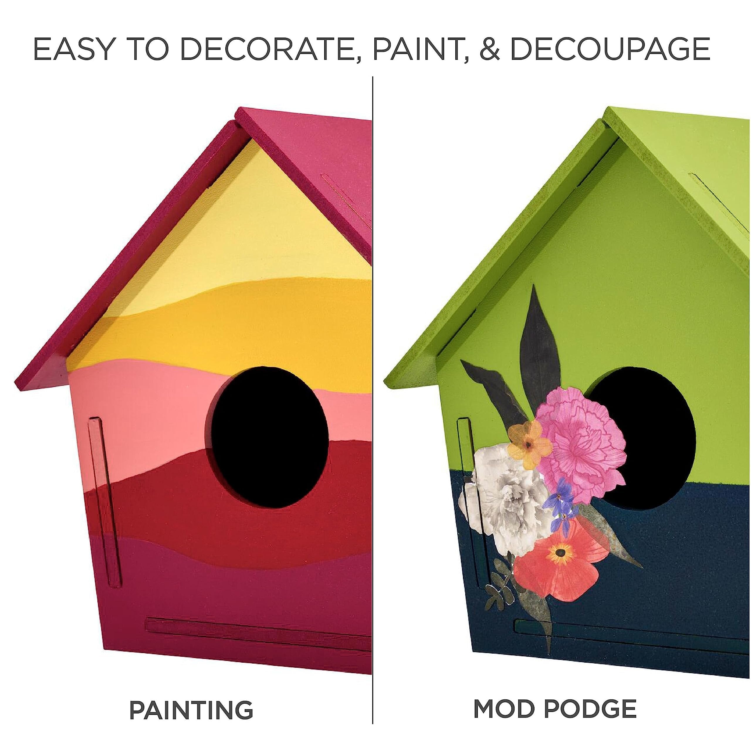 Plaid Birdhouse, Konnectz Unfinished, Easy to Assemble Wood Surface Perfect for DIY Arts and Crafts Projects, 61799