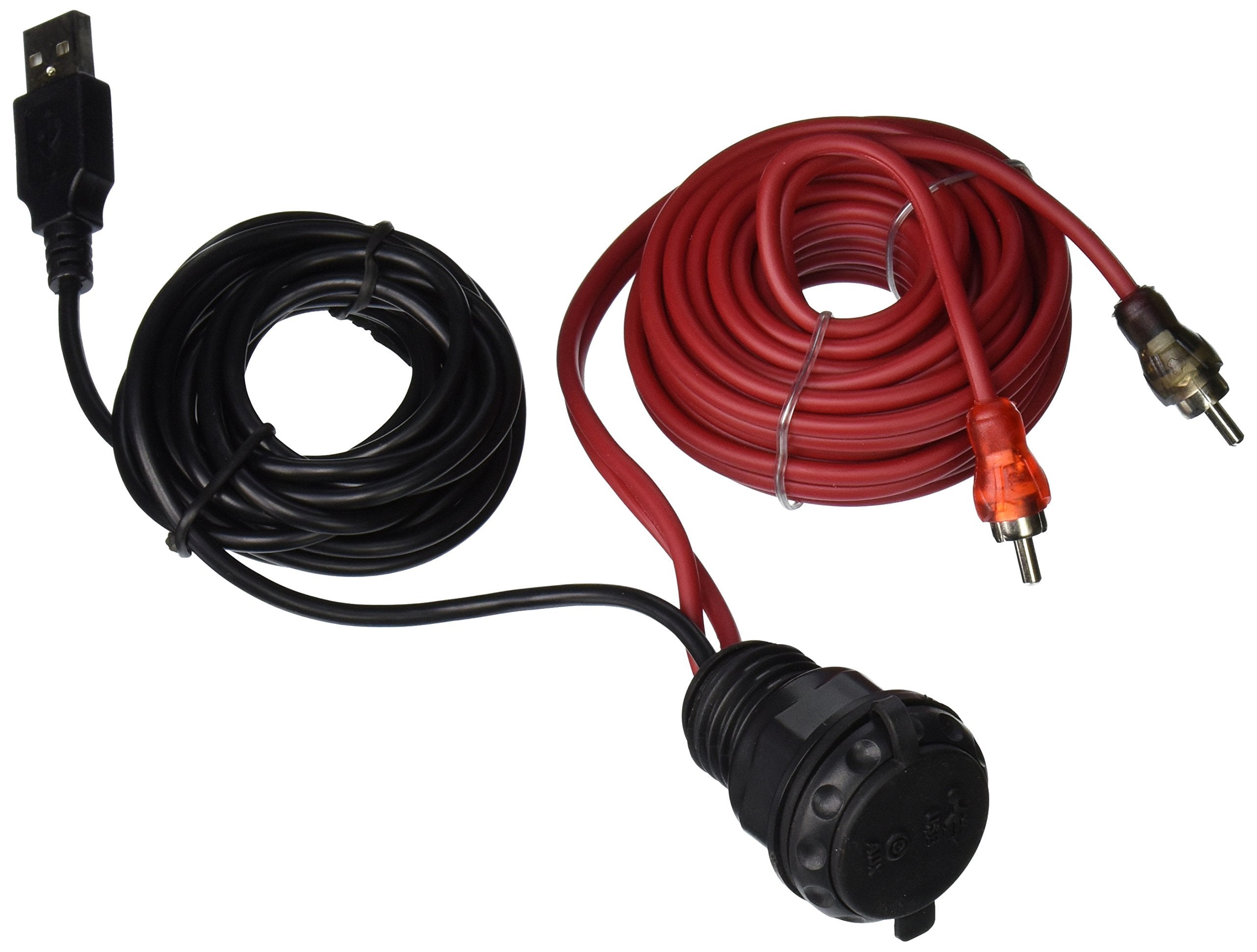 Waterproof dash mounted USB and 3.5mm input with RCA and USB extension cable, PSAP2