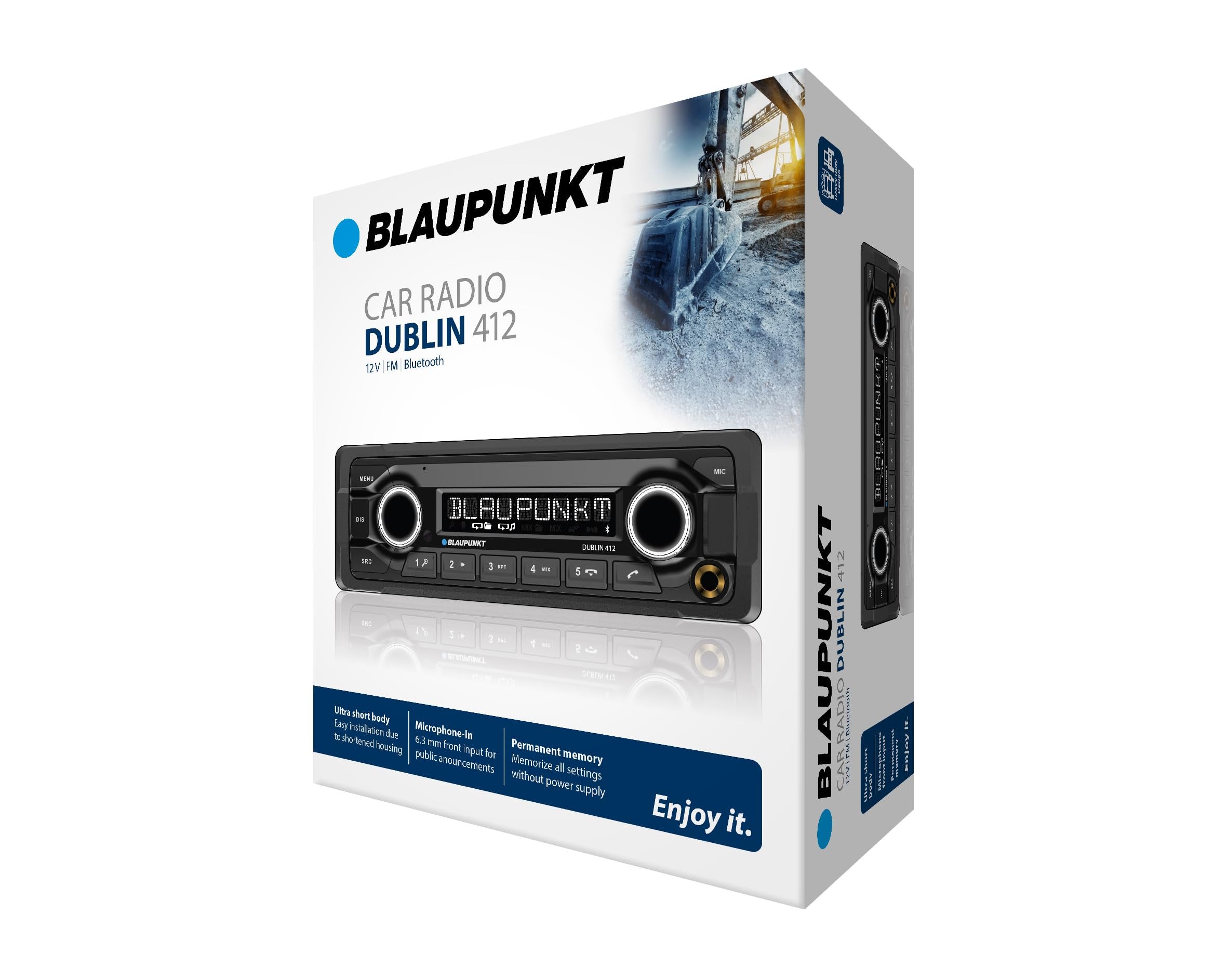 Blaupunkt DUBLIN412 Single DIN Car Stereo, AM FM Radio, BT Dual USB Digital Media Receiver, FLAC MP3 Player, Hands Free Calling, 50W x4 Power, Dual Subwoofer RCA Output, Voice Assistant, 12V