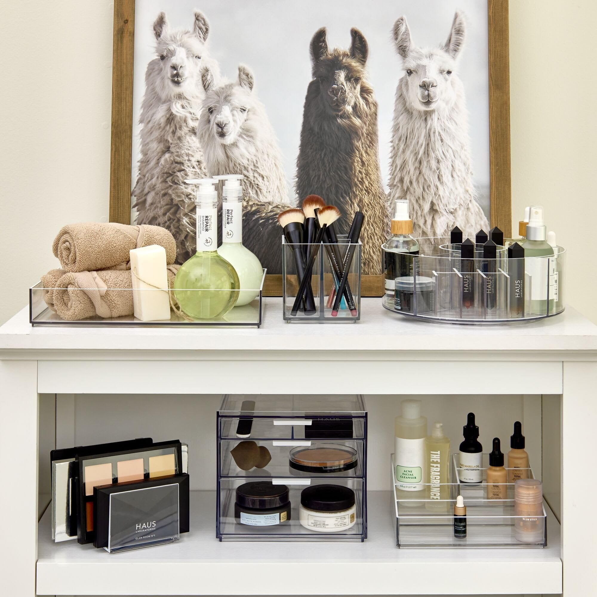 iDesign The Sarah Tanno Collection Tall Plastic Cosmetic Drawer Organizer, Clear