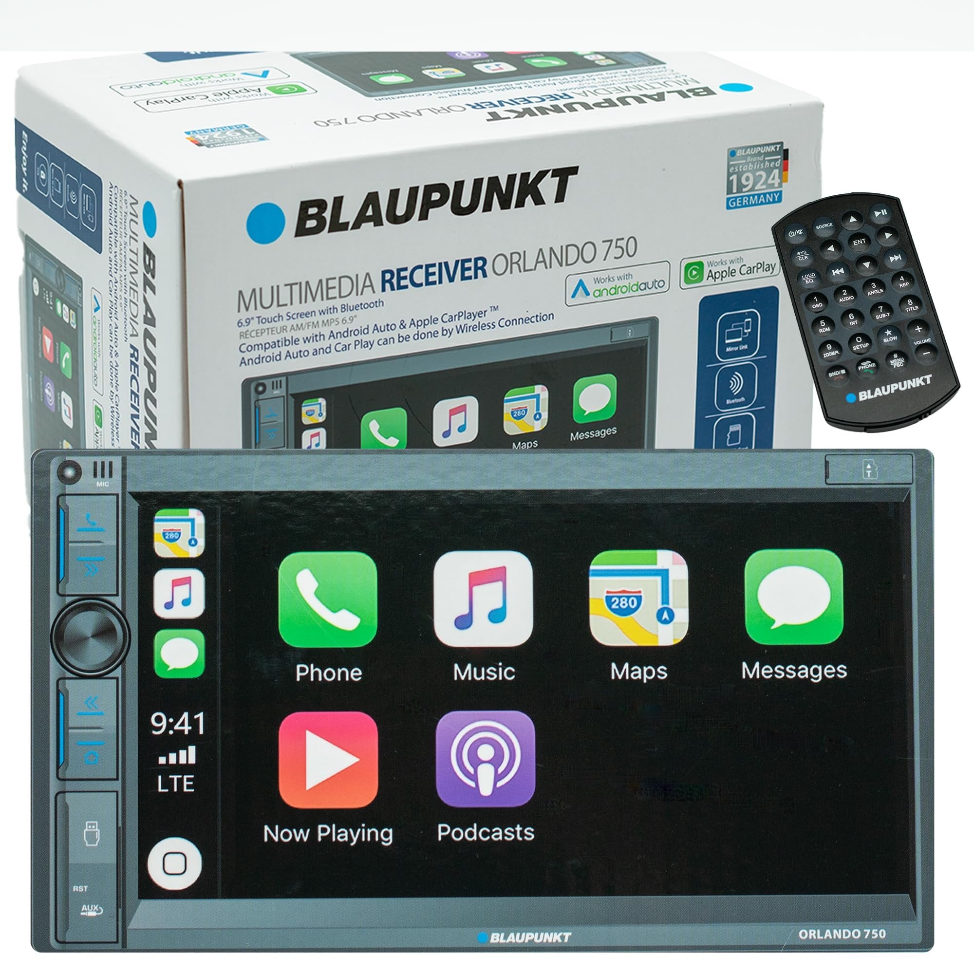 BLAUPUNKT ORLANDO750 Car Stereo - 6.9" Touchscreen, Wireless Apple CarPlay, Wireless Android Auto, Bluetooth, USB Playback, EQ Presets, Safety Features