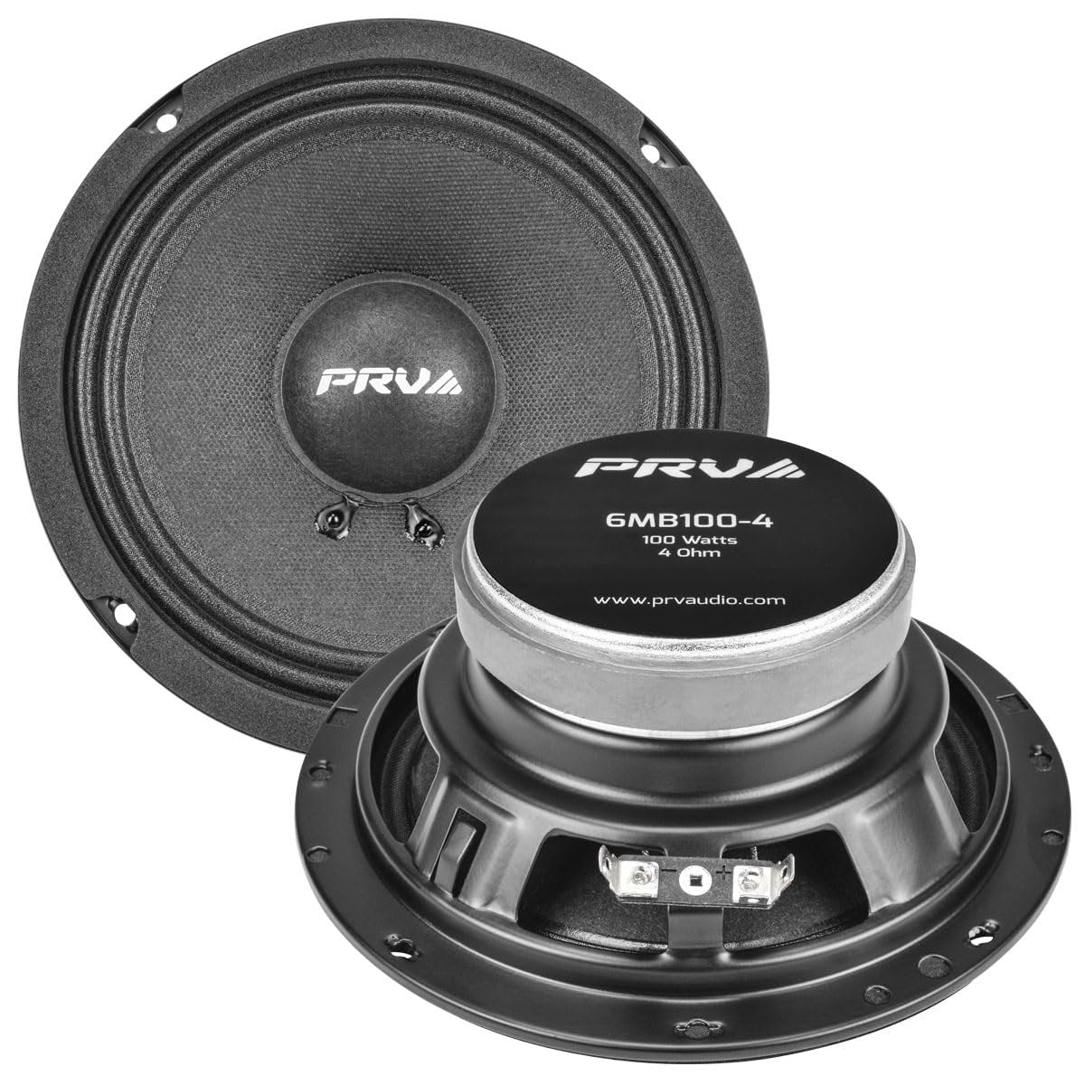 PRV AUDIO 6.5 Inch Car Speakers 200 Watts 4 Ohm, 6MB100-4 Factory Replacement Car Door Speakers (Pair) Shallow Profile