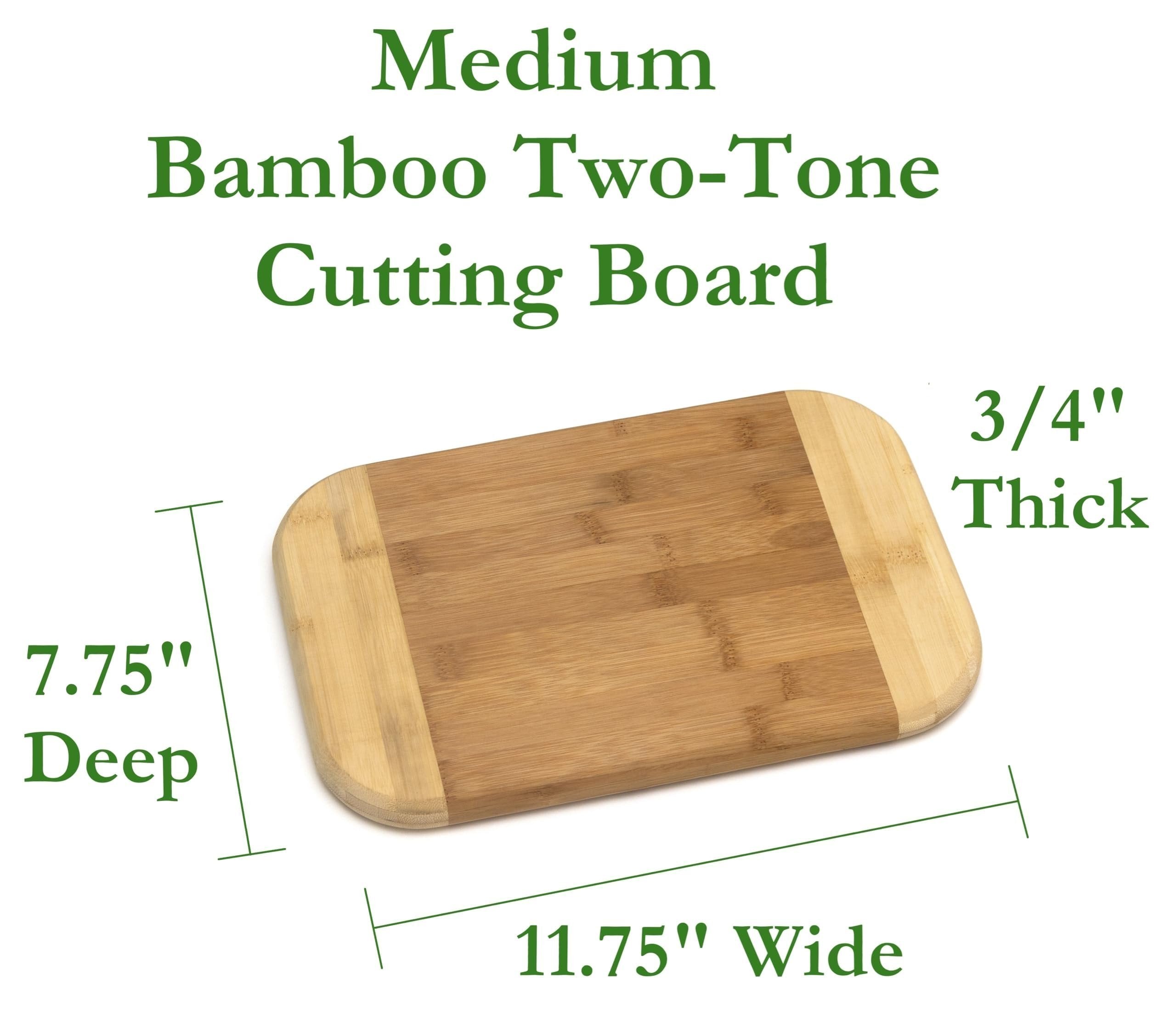 Lipper International Bamboo Wood Two-Tone Kitchen Cutting and Serving Board, Medium, 11-3/4" x 7-3/4" x 3/4"