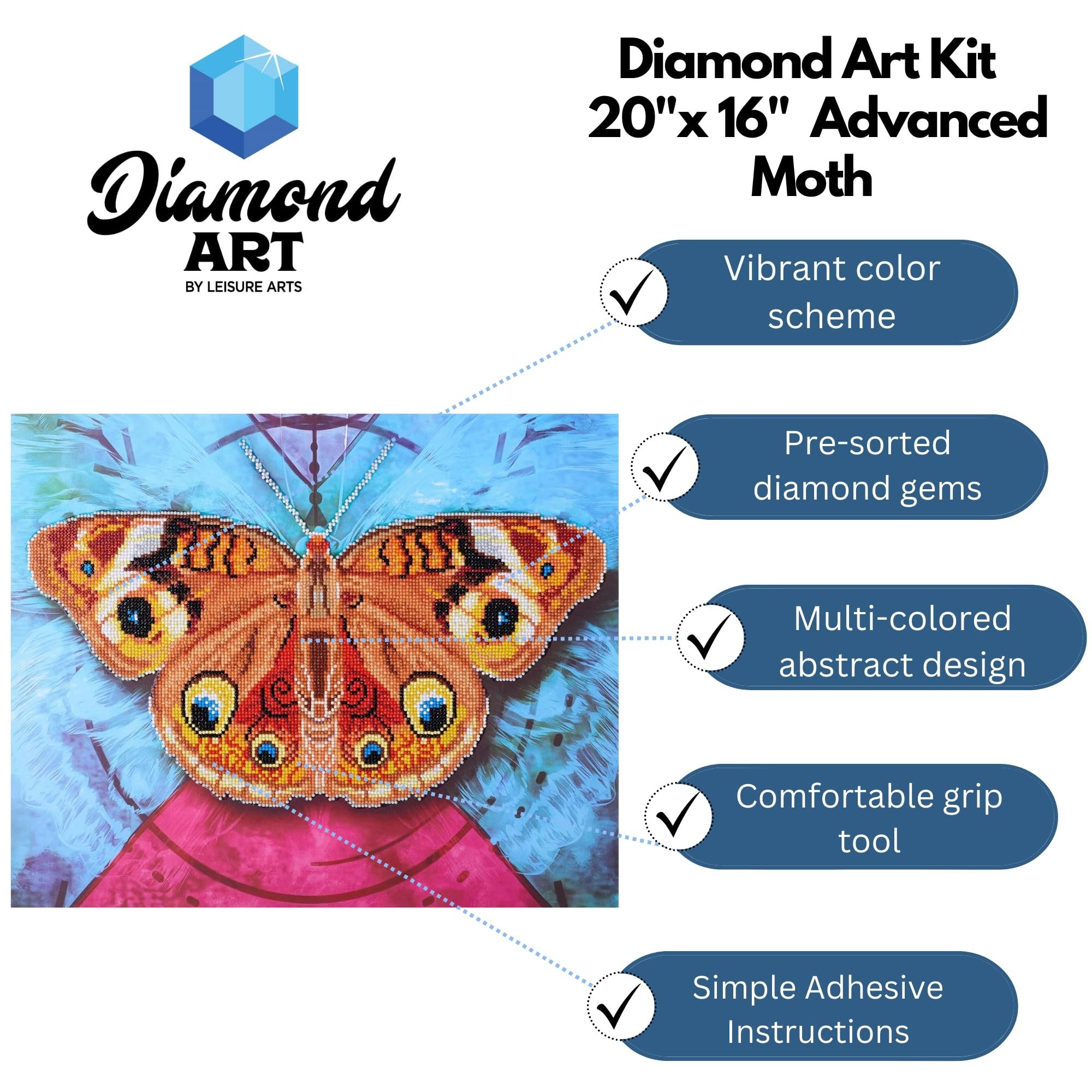 Leisure Arts Moth DIAMND Art KIT 16X20