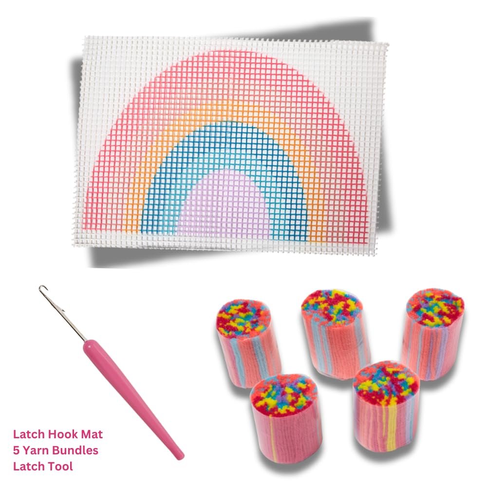 Innovative Designs Create N' Style DIY Rainbow Latch Hook Kit, Girls Arts & Crafts Set, Fun Craft Activity Kit for Kids Age 6+