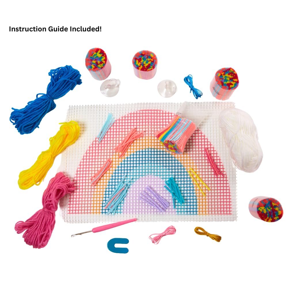 Innovative Designs Create N' Style DIY Rainbow Latch Hook Kit, Girls Arts & Crafts Set, Fun Craft Activity Kit for Kids Age 6+